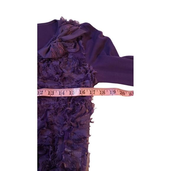 Ryu Knit Cardigan Sweater‎ Purple flower Appliqué fine knit shrug top Size M - Picture 15 of 16